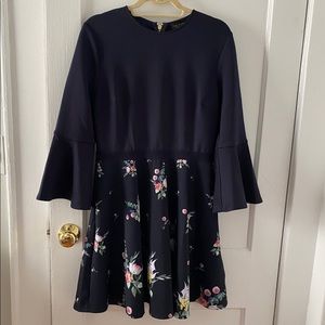 Ted Baker skater dress navy floral size 4